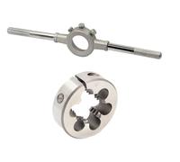 Drill America 3/4"-16 UNF X 1-1/2" OD HSS Round Adjustable Die with Matching Die Handle (Wrench), Die Stock