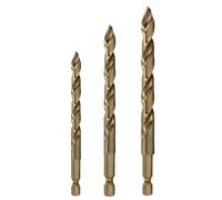 Drill America 3 Piece Cobalt Stepped Point Drill Bit Set with Quick Change Hex Shank