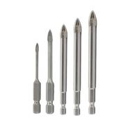 Drill America 5 Piece Carbide Tipped 4 Flute Glass & Tile Drill Bit Set with Hex Shank, DWD4FGDHEX Series