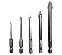 Drill America 5 Piece Carbide Tipped Glass & Tile Drill Bit Set with Hex Shank