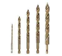 Drill America 5 Piece Cobalt Stepped Point Drill Bit Set with Quick Change Hex Shank