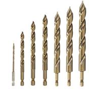 Drill America 7 Piece Cobalt Stepped Point Drill Bit Set with Quick Change Hex Shank