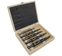 Drill America DWRRBSS5PC-SET 5 Piece HSS Bridge/Construction Reamer Set with Wooden Case, 1/2" Round Shank