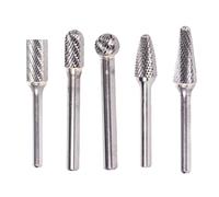 Drill America POUDUL3/8 5 Piece Carbide Burr Set, 3/8" Diamater 1/4" Shank Double Cut Grinder Bit Set, Shank Rorary File Kit