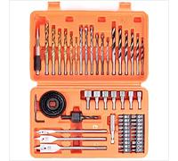 Drill and Screwdriver Bit Set 56-Pieces Includes Mixed Drill Bits Hole Saws Nut Drivers Magnetic Bit Holder for Wood,Chipboard, Metal, Masonry Supplied in Sturdy Case