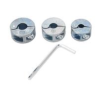 Drill Bit Depth Stop Collar Set, Metal Construction with Screw Locking, 6mm, 8mm, 10mm for Carbon Steel Bits, 3-Piece with Hex Wrench