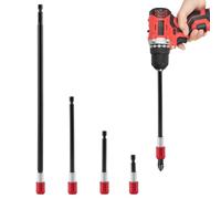 Drill Bit Extension 2/4/6/12", 4Pcs Magnetic Bit Holder, Drill Extension Bits Holder 1/4" Hex for Impact Driver CRV Steel Quick Release for Screwdriver Bits Nut (Red)