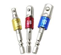 Drill Bit Extension Vanadium Steel Socket Adapter Hex Shank to 1/4" 3/8" 1/2" Extension Drill Bits Driver Electrical Drilling Heads(3pcs color01)
