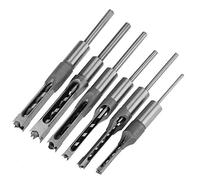 Drill Bit Saw Drill 6Pcs HRC 48-50 Steel 200mm/7.8in Length Square-Hole Saw Auger Drill Bit Mortising Chisel Woodworking Tool