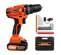 Drill Bit Set, 21V Electric Drill, Power Drill Cordless, Cordless Drill for Cleaning Tightening/Loosening Screws, 3/8 Inch Keyless Chuck, 2 Variable Speed, Cordless Drill Set with Battery and Charger
