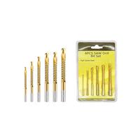 Drill Bit Set 6pcs - HSS Titanium Coated Metal Drill Bits for Wood, Aluminium, Plastic - Sharp Tip for Slotting & Side Cutting - 3/4/5/6/6.5/8mm - Durable Twist Drill Bit Set