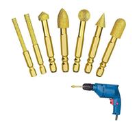 Drill Bit Set - Carbide Emery Hex Shank | 6cm 6.5cm Precision Tile Glass Drill Bit | Allows Smooth Drilling, Grinding, Cutting For DIY, Construction And Tools