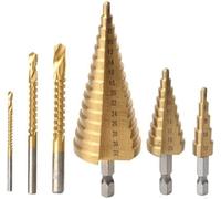 Drill Bit Set,Cobalt Drill Bit Set， 6pcs/Set High-Speed Step Drill Bits Replacement Saw Drill Set Professional Woodworking Hole Cutter Tools