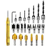 Drill Bit Set, Including 23 Pcs, Wood Plug Cutter Drill Bits & Countersink Drill Bit Set, with High-Speed Steel, Titanium Coated for Woodworking