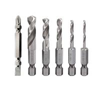 Drill Bit Set, Metal Drill Set, 5 Pieces 1/4 Inch Quick Change Hex Shank Metal Drill Short Drill Bit Set HSS M2, Stubby Drill Set for Metal, 3/32, 1/8, 3/16, 1/4, 5/16 Inch + Screwdriver