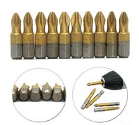 Drill Bits, 10pcs 25mm PH2 Cross Screwdriver Bits with Extra Hard Non-slip Coated Shank High Torque Grip for Electrician Mechanic Repair Work