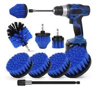 Drill Brush Attachment Set, 7 Pieces 1/4" Power Scrubber + Extended Long Fixing for Bathroom, Bathtub, Tiles, Corners (Blue)