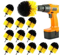 Drill Brush Nylon Drill Brush Attachment Electric Power Scrubber Scrub Brush Multi Purpose Cleaning Supplies for Drill Bathroom Surfaces Tub Grout Shower Kitchen Tile Auto Car (Yellow, 12 Pcs)