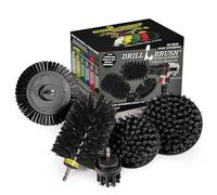 Drill Brush Power Scrubber by Useful Products,4 Stück schwarze Bohrbürste Ultra Steif Reinigungsbürste Set,Metallbürste für Bohrer Alternative,Grillbürste für Akku-Bohrer,Grillrost Reinigungsbürste