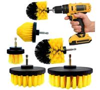 Drill Brushes for Cleaning - 5 Plastic Drill Brush Set for Carpet, Tub, Sink, Bathroom, Shower, Car - Drill Brush Attachment as Grout Cleaning Brush, Carpet Brush for Cleaning etc - Pack of 5
