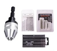 Drill Chuck, 0.3-3.6mm Three Claw Self Centering Chuck, Keyless Drill Chuck Conversion Tools 1/4 Inch Hex Shank Screwdriver Adapter (26PCS)