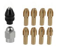 Drill Chuck Collet Compatible with Dremel Rotary Tools (10Pack) | All-metal brass collet kit enables fast toolless bit swaps with high stability for most precision rotary tools