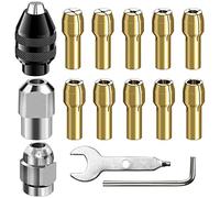 Drill Chuck Collet Set, 1/32" to 1/8" Replacement 4486 Drill Bit Chuck Shank Rotary Tool Quick Change Adapter with Replacement 4485 Brass Quick Change Rotary Drill Nut Tool Set