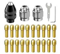 Drill Chuck Collet Set, 15Pcs/25Pcs Collet Nut Kit, 0.8-3.2mm Replacement Keyless Quick Change Chuck Rotary Tool, 4486 Multi Chuck Set Accessory Compatible with (25pcs)