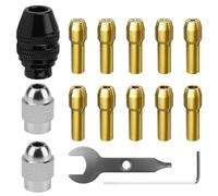 Drill Chuck Collet Set Compatible with Dremel, 15pcs Multi Chuck Kit, Brass and Steel Collets with Nut,0.8mm 1.6mm 2.4mm 3.2mm Shank Replacement, Rotary Tool Accessories for Grinding Cutting Polishing