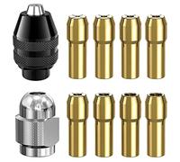 Drill Chuck Collet Set for Dremel, 1/32" to 1/8" Replacement 4486 Drill Keyless Bit Chuck Shank Rotary Tool Quick Change Adapter with Replacement 4485 Brass Quick Change Rotary Drill Nut Tool Set