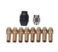 Drill Chuck Collet Set for Dremel, 1/32in to 1/8in Drill Keyless Bit Chuck Shank Rotarily Tool Quick Change Adapter with 8 Sizes of Brass Collet and Quick Change Rotarily Drill Nut