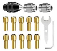Drill Chuck Collet Set for Dremel, 25PCS Brass Collet Set, 0.5-3.2mm Shank Replacement 4486 Rotary Tool Keyless Quick Change Chuck Accessory with Replacement 4485 Brass Collet Metal Nut