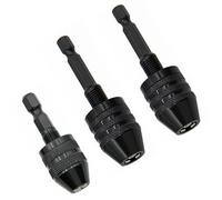 Drill Chuck Conversion Tool, 6.3mm Hex Shank Keyless Electric Grinder Chuck Adapter Quick Change Drill Bit Holder 0.3-3.6mm & 0.3-3.6mm & 0.6-8mm for Rotary Tool, Black