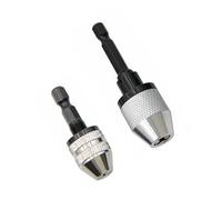 Drill Chuck Conversion Tool, 6.3mm Hex Shank Keyless Electric Grinder Chuck Adapter Quick Change Drill Bit Holder 0.3-3.6mm & 0.3-6.5mm for Rotary Tool, Silver