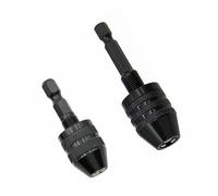 Drill Chuck Conversion Tool, 6.3mm Hex Shank Keyless Electric Grinder Chuck Adapter Quick Change Drill Bit Holder 0.3-3.6mm & 0.3-6.5mm for Rotary Tool, Black