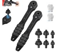 Drill Chuck Ratchet Wrench,2 in 1 Drill Chuck Ratchet Spanner,4-Piece Iron Drill Wrench Set,Ratcheting Drill Chuck Key for Tightening & Loosening Screws (2PC)