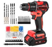 Drill, Cordless Brushless Hammer Drill and Screwdriver Set, 87PCS Accessories 2.0Ah 10mm 60N.m, 2 Speed 25+3 Electric Screwdriver, Power Impact Combi Battery Hand Drills Tool for Home Repair Men Gift