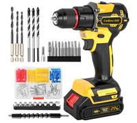 Drill, Cordless Brushless Hammer Drill and Screwdriver Set, 87PCS Accessories 2.0Ah 10mm 60N.m, 2 Speed 25+3 Electric Screwdriver, Power Impact Combi Battery Hand Drills Tool for Home Repair Men Gift
