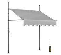 Drill-Free Adjustable Retractable Patio Canopy Height & Angle Adjustable for Backyard Garden Light Gray 2.5m - Easy Installation with Screwdriver