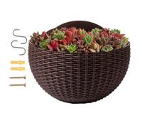 Drill-Free Flower Pot - Removable Double Hook Railing Attachment, 7.87x5.9 Inch Weather Resistant Frame, Half Round Lightweight Basket, Semi Circle Planter for Balcony Windowsill Garden Yard