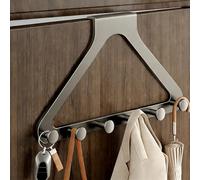 Drill-Free Over-The-Door 6 Hook Rack - Heavy-Duty Coat Hat Towel and Bag - Space-Saving Design for Easy Installation and Maximum Storage (No Drill Required)