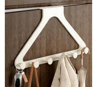 Drill-Free Over-The-Door 6 Hook Rack - Heavy Duty Space-Saving Coat Hat Towel Bag - No Drill Installation Perfect for Entryway & Bathroom (B)