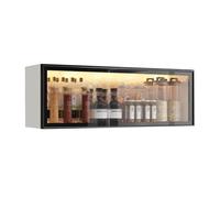Drill-Free Wall-Mounted Display Cabinet - Gray & White Hanging Pantry Sto with Doors for Kitchen & Dining Room nizat, Modern Home Décor Solut