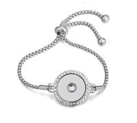 Drill Ginger Snap Bracelet Adjustable Fit 18mm Snap Button Jewelry Making-SL80