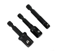 Drill Mount Socket Adapters 3PC 1/4 3/8 1/2 Inch Drive Hex Shaft Extensions Chrome Vanadium Steel for Fastening Use