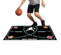 Drill - Professional Dribbling Mat, High Traction Rubber Pad, Precision Footwork Training Sheet, Silent Bounce Floor Protector, Athletic Skill Development Category, Pitch Black Contrast