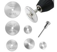 Drill Saw Blades for Dremel Rotary Tool, 6pcs HSS Circular Saw Blades Mandrel Rotary Tool Set Cutting Discs with Straight Shank Mandrel for Drills Rotary Tools Wood Plastic Metal Diamond Cutting