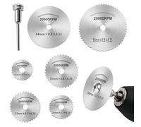 Drill Saw Blades for Dremel Rotary Tool, 7Pcs HSS Cutting Circular Saw Blades with Straight Shank Mandrel Fine Tooth Wood Blade for Drills Rotary Tools Wood Plastic Metal Stone Diamond Cutting