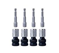 Drill Socket Adapter - 4-Piece Chuck Extension Set with Multiple Size Options for Nut Driver Conversion, Drill to Wrench Adapter with Magnetic Bit Holder Feature, Professional Converter