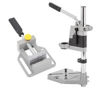 Drill Stand Set Pillar Pedestal Aluminum Alloy Adjustable Electric Drill Press Workbench Universal Bench Drill Bit Holder for Auxiliary Drilling Silver